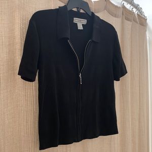 Dressbarn Black Ribbed Shirt w/ zipper